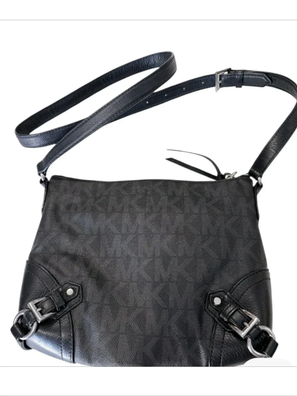 Michael Kors Fallon Black Signature Logo Crossbody Bag NWT